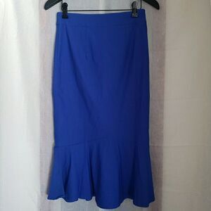 Kate Kasin Women's Size S Skirt Casual Royal Blue Ruffle Stretch Preppy Academia